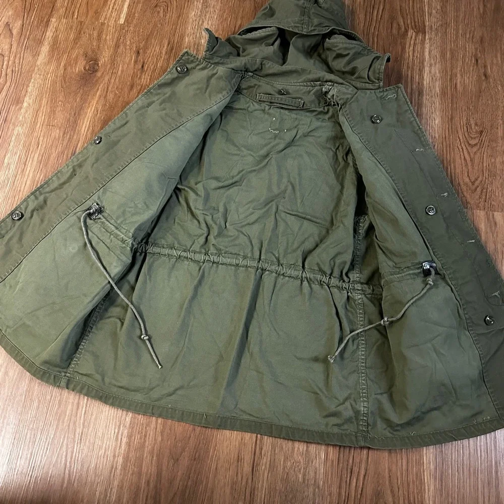 Vintage Military Field Jacket Mens M Olive Green Good Hooded Utility M-65 Style